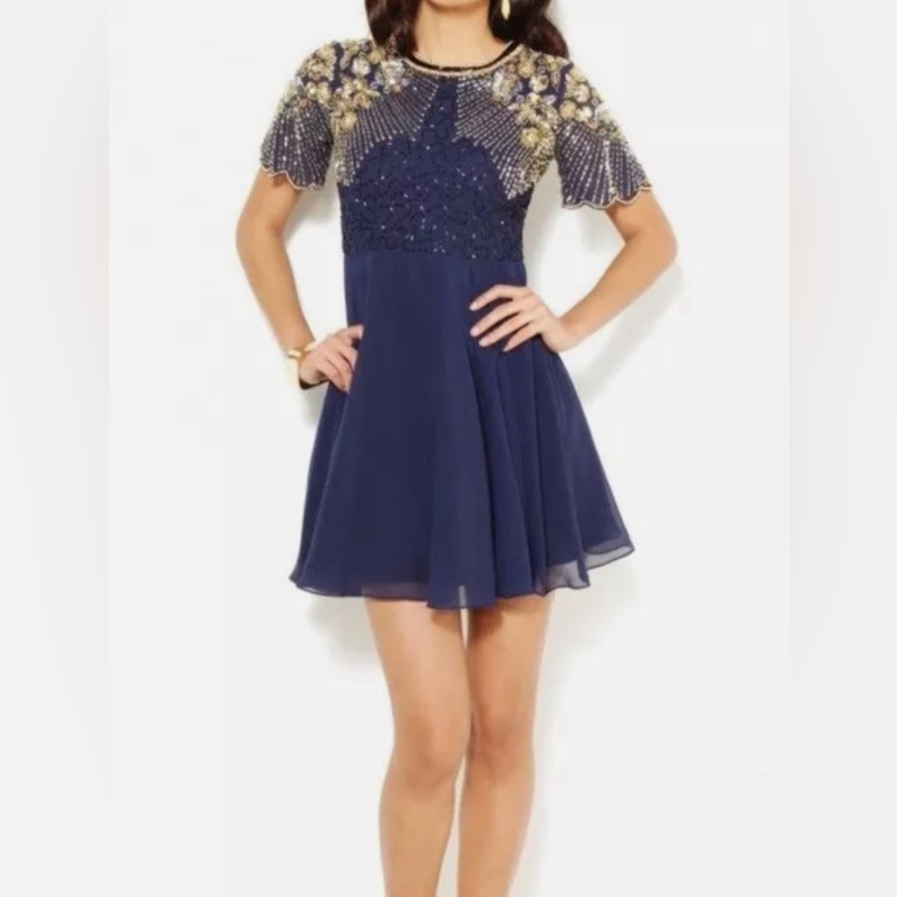 Virgos Lounge Embroidered Sequin Skater Dress UK10 EUR38 US6